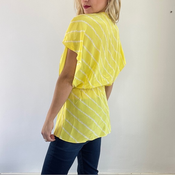 BCBG Yellow And White Striped Tunic Top - Picture 6 of 10